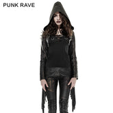 Y-667 Short Leather Tassel Rivets Gothic Jackets With Hood?-??Punk Rave Clothing