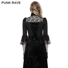 Y-668 Soft Textile Twill And Lace Fabric Gothic Shirt With High Collar?-??Punk Rave Clothing