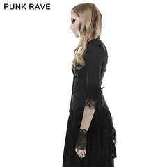 Y-668 Soft Textile Twill And Lace Fabric Gothic Shirt With High Collar?-??Punk Rave Clothing