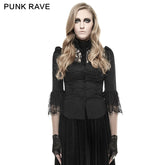 Y-668 Soft Textile Twill And Lace Fabric Gothic Shirt With High Collar?-??Punk Rave Clothing