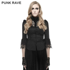 Y-668 Soft Textile Twill And Lace Fabric Gothic Shirt With High Collar?-??Punk Rave Clothing