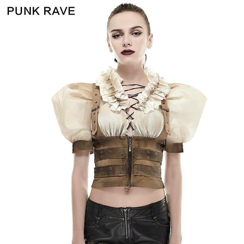 Y-669 Steampunk Sexy Skinny Punk Shirts With Roses Floral Pattern?-??Punk Rave Clothing