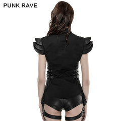 Y-671 Spring Military Leather Skinny Punk Shirts For Women?-??Punk Rave Clothing