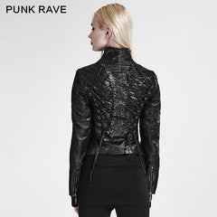 Y-672 black Vintage Slim-fitting Punk Jacket With Stand Collar?-??Punk Rave Clothing