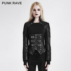 Y-672 black Vintage Slim-fitting Punk Jacket With Stand Collar?-??Punk Rave Clothing