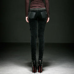 K-197 For Women With Pockets Fashionable Denim Long Punk Pants?-??Punk Rave Clothing