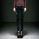 K-197 For Women With Pockets Fashionable Denim Long Punk Pants?-??Punk Rave Clothing