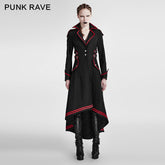 Y-675 Long Red-piped Gothic Trench Coats With Turn-down Collar For Winter?-??Punk Rave Clothing