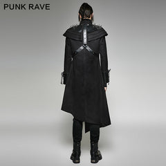 Y-679 Asymmetric Woolen Military Punk Trench Coat?-??Punk Rave Clothing
