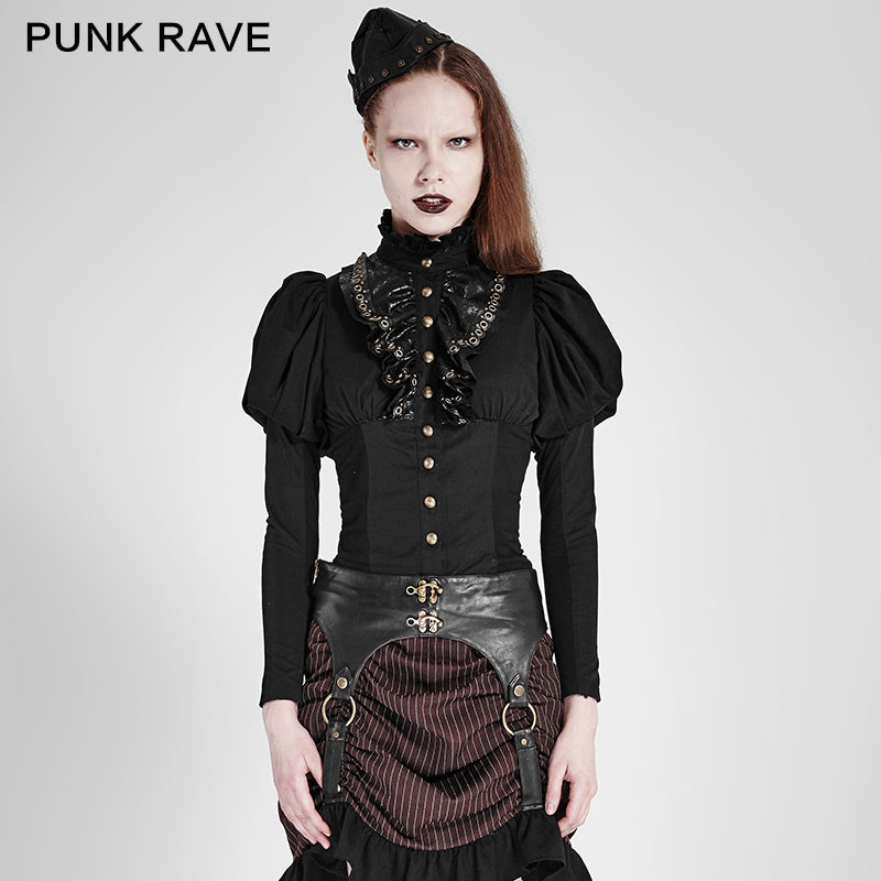Y-681 Lantern Sleeves Lace Collar Classic Lolita With Golden Buttons?-??Punk Rave Clothing