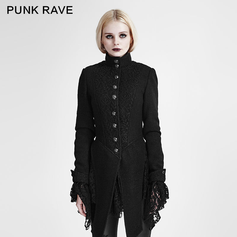 Y-682 Classical Lace Gothic Trench Coats With Perfect Stitching?-??Punk Rave Clothing