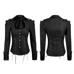 Y-685 Twill Fabric Punk Shirts With Drawing String Military Uniform?-??Punk Rave Clothing