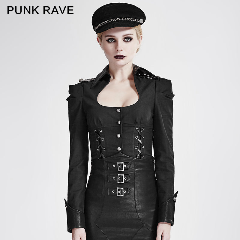 Y-685 Twill Fabric Punk Shirts With Drawing String Military Uniform?-??Punk Rave Clothing