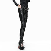 K-198 For Women With Side Zippers black Long Leather Punk Pants?-??Punk Rave Clothing
