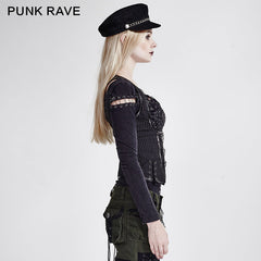 Y-686 Vertical Stripes Shaped Punk Vest For Ladies?-??Punk Rave Clothing