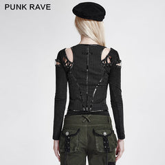 Y-686 Vertical Stripes Shaped Punk Vest For Ladies?-??Punk Rave Clothing