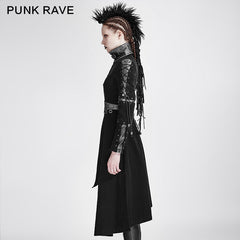 Y-689 Asymmetric Hem Vintage And Modern Punk Jacket With High Collar?-??Punk Rave Clothing
