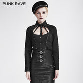 Y-691 black Stripes Long Sleeve Punk Shirts With Cut-out Collar?-??Punk Rave Clothing