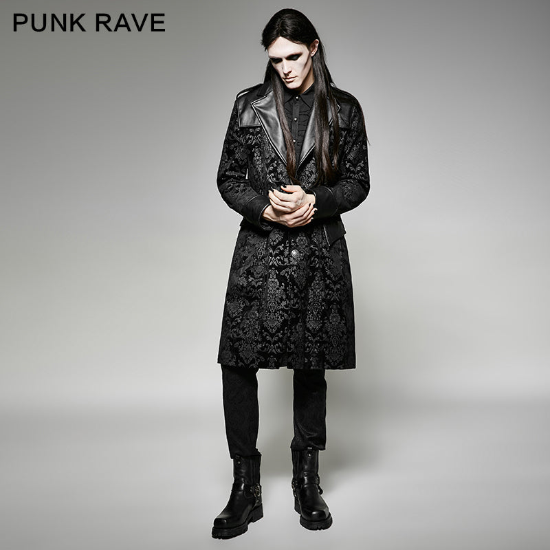 Y-692 Fashion Military black Long Gothic Coat With Printing Pattern?-??Punk Rave Clothing