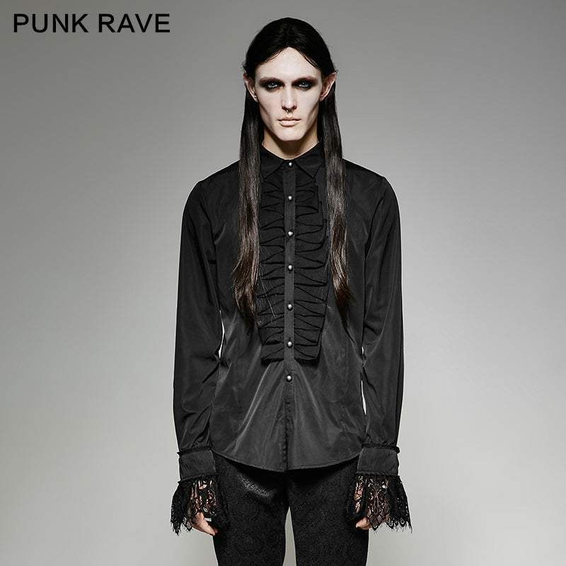 Y-695 Classical Version Gothic Shirt With Double-layer Cuffs Lace Designs?-??Punk Rave Clothing