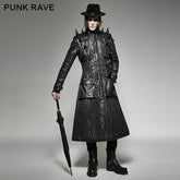 Y-699 black Long Vintage Punk Jacket With Heavy Punk Pointed Cone?-??Punk Rave Clothing