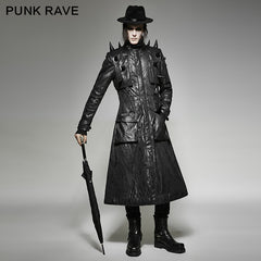 Y-699 black Long Vintage Punk Jacket With Heavy Punk Pointed Cone?-??Punk Rave Clothing