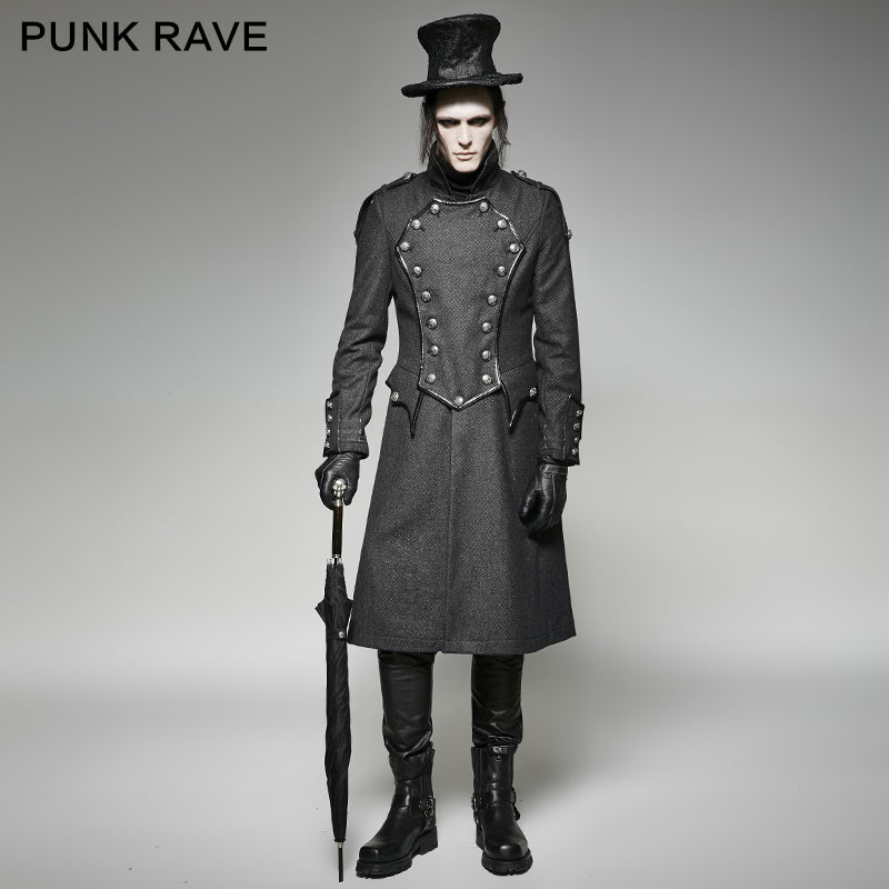 Y-704 Vintage Long Gothic Trench Coats For Men?-??Punk Rave Clothing