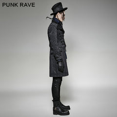 Y-705 Long Corduroy Twill Gothic Trench Coats With Flower Pattern?-??Punk Rave Clothing