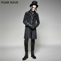 Y-705 Long Corduroy Twill Gothic Trench Coats With Flower Pattern?-??Punk Rave Clothing
