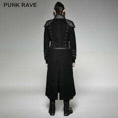 Y-708 Long Woolen Punk Trench Coat With Double Zippers?-??Punk Rave Clothing