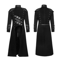 Y-708 Long Woolen Punk Trench Coat With Double Zippers?-??Punk Rave Clothing