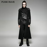 Y-708 Long Woolen Punk Trench Coat With Double Zippers?-??Punk Rave Clothing