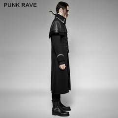 Y-712 Military Leather Long Gothic Trench Coats Double-breasted?-??Punk Rave Clothing