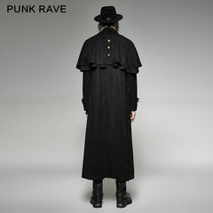 Y-716 Double-breasted Punk Trench Coat For Man Using Faux Suede Long Cloak?-??Punk Rave Clothing