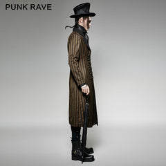 Y-717 Yellow And black Vertical Stripe Punk Coat With A Lapel?-??Punk Rave Clothing