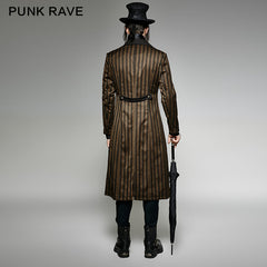 Y-717 Yellow And black Vertical Stripe Punk Coat With A Lapel?-??Punk Rave Clothing