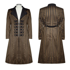 Y-717 Yellow And black Vertical Stripe Punk Coat With A Lapel?-??Punk Rave Clothing