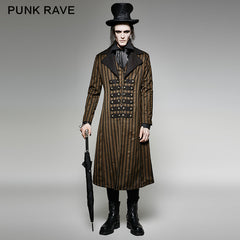 Y-717 Yellow And black Vertical Stripe Punk Coat With A Lapel?-??Punk Rave Clothing
