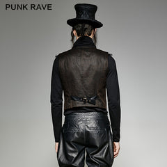 Y-718 V Collar Punk Vest With Metal Carving Buttons In The Front?-??Punk Rave Clothing