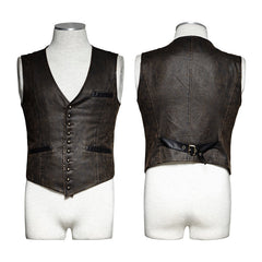 Y-718 V Collar Punk Vest With Metal Carving Buttons In The Front?-??Punk Rave Clothing