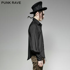 Y-719 Great black Striped Punk Shirts With Vertical Sense Plaids?-??Punk Rave Clothing