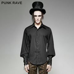 Y-719 Great black Striped Punk Shirts With Vertical Sense Plaids?-??Punk Rave Clothing