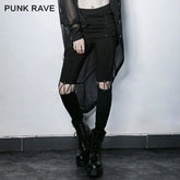 PK-101 black Fake Two Pieces Lace-up Wild Punk Pants?-??Punk Rave Clothing