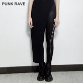 PK-096 Sexy Girls Elastic Waist Skinny Leather Punk Pants With Burst Pattern Lines?-??Punk Rave Clothing
