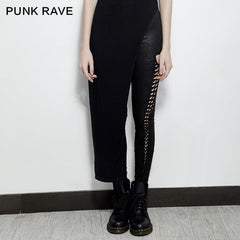 PK-096 Sexy Girls Elastic Waist Skinny Leather Punk Pants With Burst Pattern Lines?-??Punk Rave Clothing