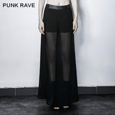 PK-098 black Elegant Chiffon Long Wide Leg Punk Pants Culottes?-??Punk Rave Clothing