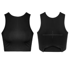 PT-097 Roll Dark Cross Two Wear Minimalist Joker Short Punk Vest?-??Punk Rave Clothing