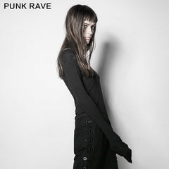 PT-108 Personality Sharp High Collar Long Sleeves Women Skinny Punk Shirts?-??Punk Rave Clothing