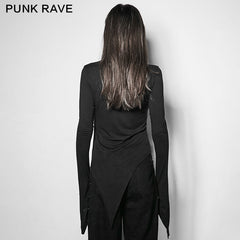 PT-108 Personality Sharp High Collar Long Sleeves Women Skinny Punk Shirts?-??Punk Rave Clothing