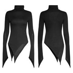 PT-108 Personality Sharp High Collar Long Sleeves Women Skinny Punk Shirts?-??Punk Rave Clothing